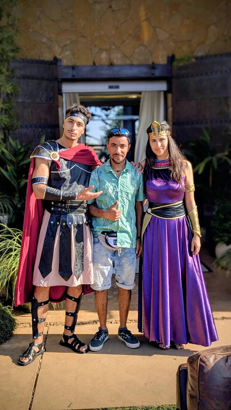 Roman gladiator and Egyptian queen costumes delivered to a client