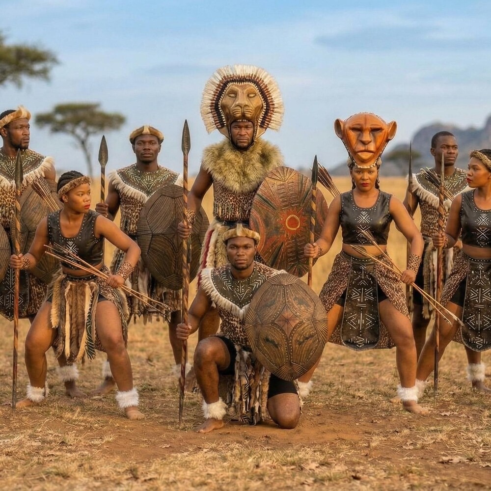 African warrior tribal costume ensemble